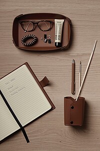 Stojánek na pera z RCS RPET a PU, hnědá