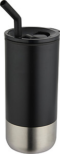 Termohrnek s brčkem 480 ml, černá