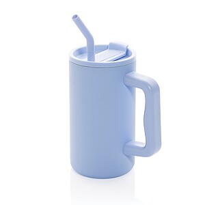 Termohrnek s brčkem 800 ml z recyklované oceli s certifikací RCS, světle modrá - reklamní předměty