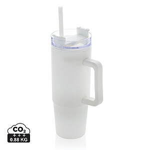 Termohrnek s brčkem na pití, 750 ml, bílý - ekologické reklamní předměty