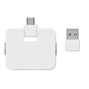 TOGAR Plastový čtyřportový USB rozbočovač, bílá