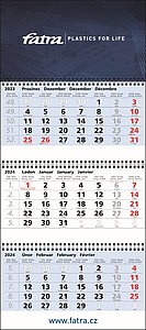 Tříměsíční maxi nástěnný kalendář 2025, modrý
