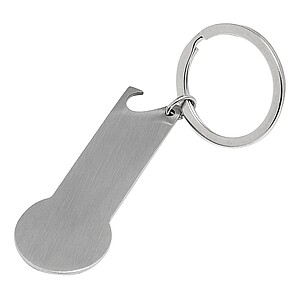 Uvolňovač nákupního vozíku s otvírákem, stříbrná - klíčenky s potiskem