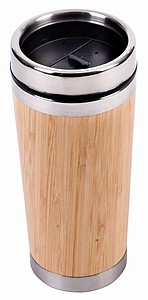 Vakuový cestovní termohrnek BAMBOO DRINK, hnědý - termohrnek s vlastním potiskem