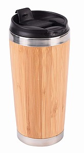 Vakuový termohrnek TAKE BAMBOO, hnědý - termohrnek s vlastním potiskem