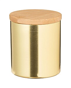 Vanilková vonná svíčka s bambusovým víčkem, zlatá - reklamní předměty