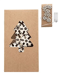 Vánoční světelný řetěz s 20 LED světly ve tvaru dřevěné sněhové vločky - vánoční reklamní předměty