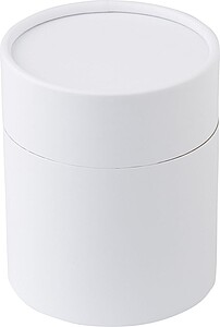 Velká skleněná svíčka s bambusovým víčkem, vůně vanilky, bílá