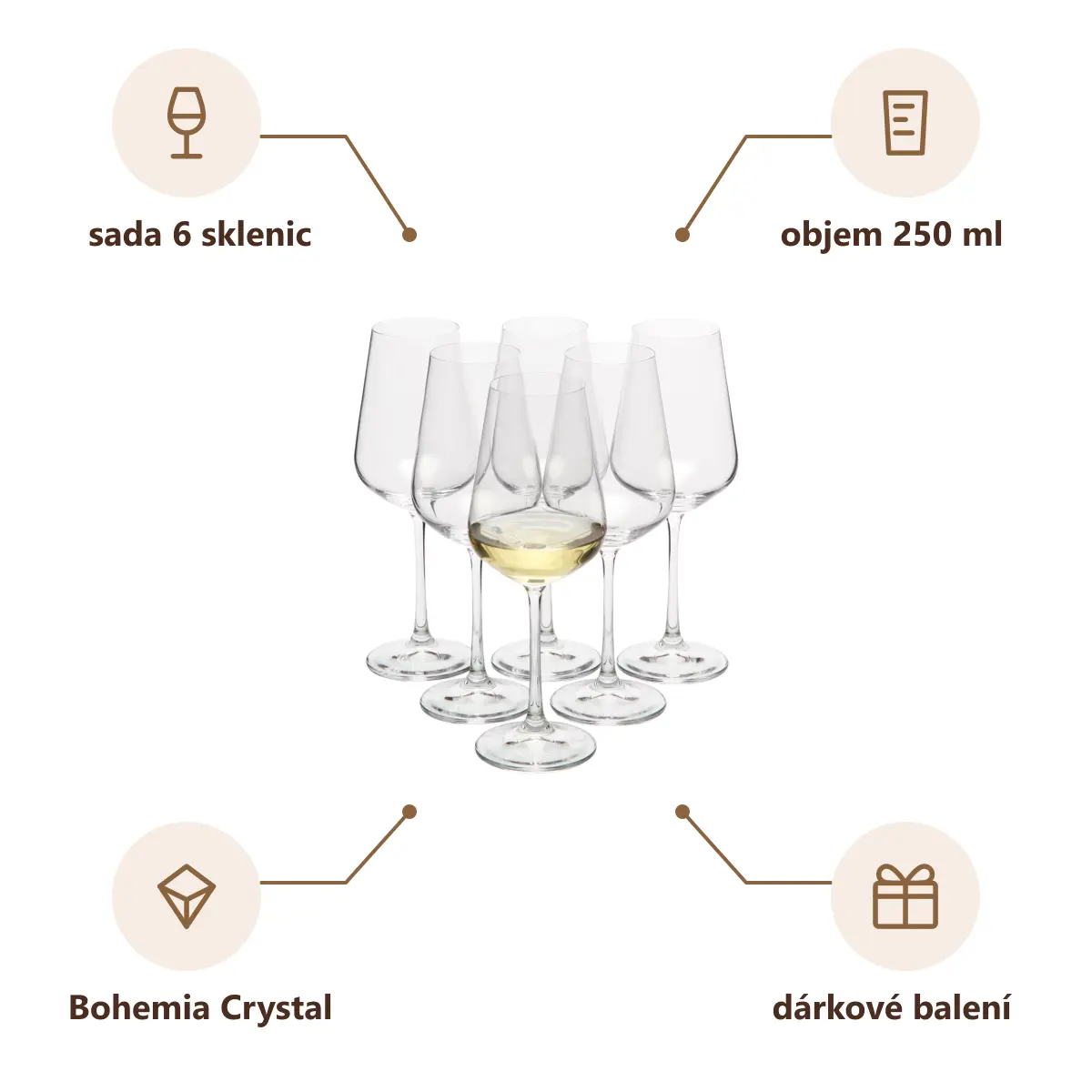 Infografika VS MORETON 6 Sada sklenic 6 ks na víno, 250 ml