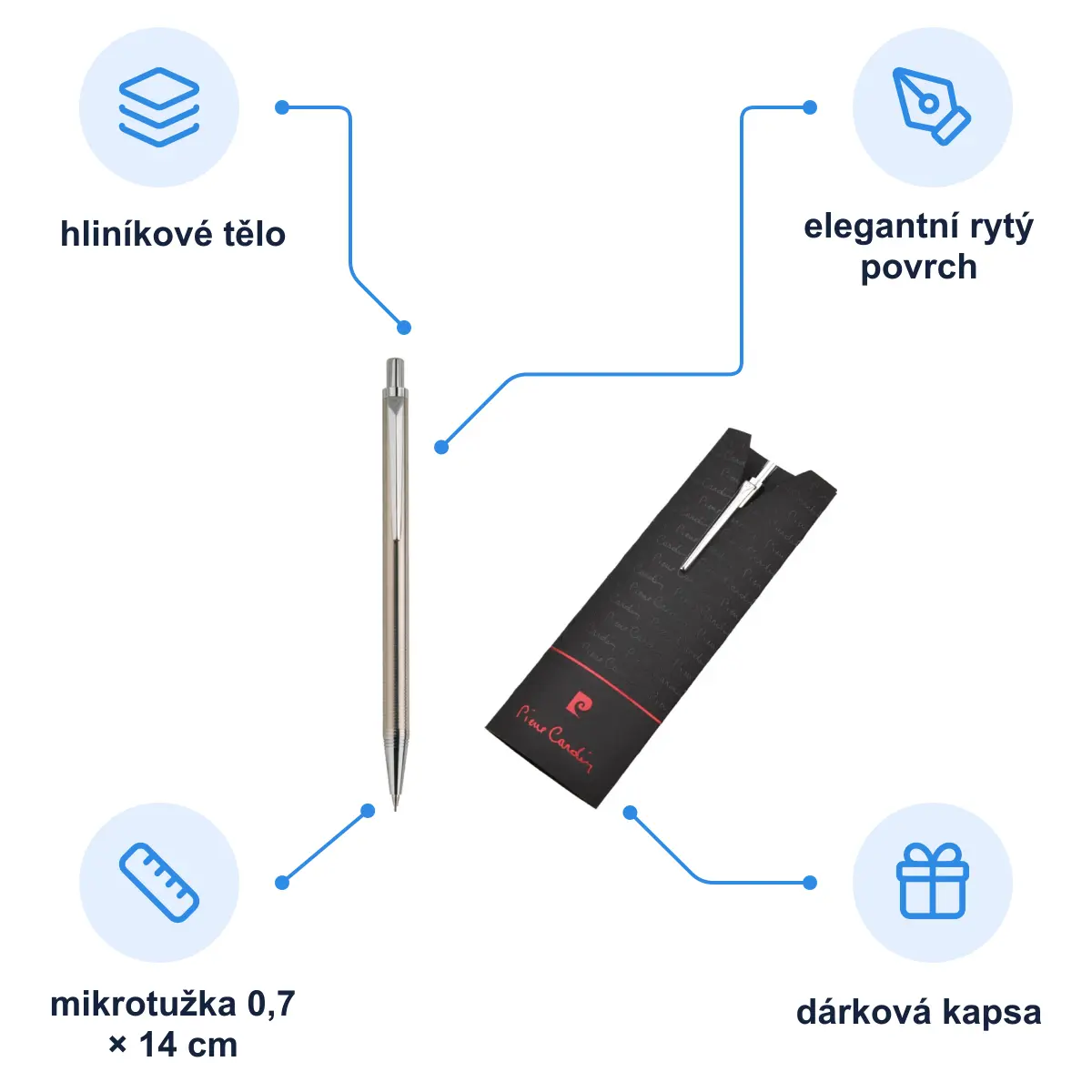 Infografika PIERRE CARDIN AMOUR Mikrotužka, stříbrná