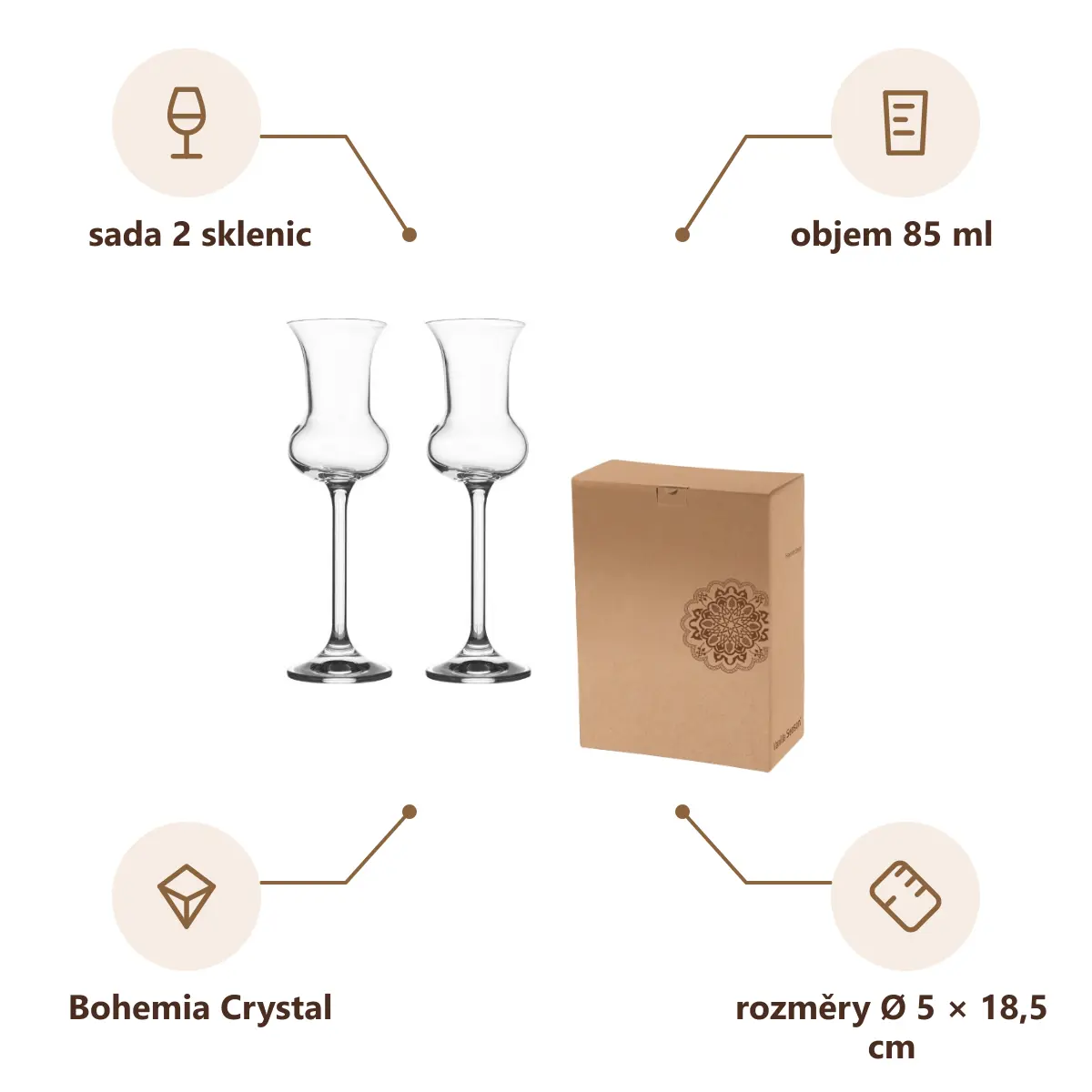 Infografika VS HAMEDAM 2 Sada 2 skleniček na grappu či rum, 85 ml