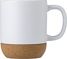 AUGUSTIN Keramický hrnek, 300 ml, s korkovým dnem, bílá