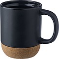 AUGUSTIN Keramický hrnek, 300 ml, s korkovým dnem, černá