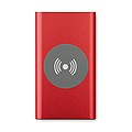 Bezdrátová nabíjecí powerbanka 4000 mAh z hliníku, červená