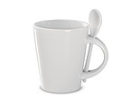 Bílý hrnek se lžičkou, vhodný na sublimaci, 340 ml, bílá