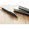 Černá hliníková propiska, vylaserované logo je stejné barvy jako stylus, modrá n., světle zelená