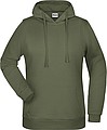 Dámská mikina s kapucí James Nicholson sweat hoodie women, tmavá zelená vojenská, vel. XS