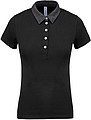 Dámské polotriko KARIBAN TWO-TONE JERSEY POLO SHIRT, černá/tm.šedá, 2XL