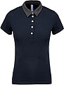 Dámské polotriko KARIBAN TWO-TONE JERSEY POLO SHIRT, námořní modrá/tm.šedá, 2XL