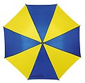 deštník modro žlutý modrá hůl, průměr 103 cm.