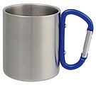 Dvojstěnný stříbrný hrnek s barevným uchem, objem 220 ml, tmavě modrá