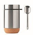Dvoustěnná nádoba na jídlo se lžičkou, 400ml, stříbrná