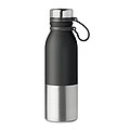 Dvoustěnná nerezová láhev se silikonovým potahem, 600 ml, stříbrno černá