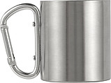 Dvoustěnný nerezový hrnek o objemu 200ml, s karabinou, stříbrný