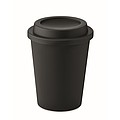 Dvoustěnný plastový hrnek s víčkem, 300ml, černý