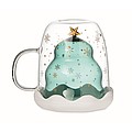 Dvoustěnný skleněný hrnek, vnitřní stěna ve tvaru stromečku, 250ml