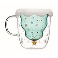 Dvoustěnný skleněný hrnek, vnitřní stěna ve tvaru stromečku, 250ml