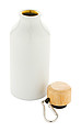 Hliníková láhev na pití, 400ml, s bambusovým víčkem, bílá