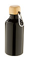 Hliníková láhev na pití, 400ml, s bambusovým víčkem, černá