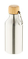 Hliníková láhev na pití, 400ml, s bambusovým víčkem, stříbrná