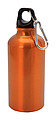 Hliníková láhev na pití, 400ml, s karabinou, oranžová