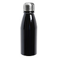 Hliníková láhev na vodu se stříbrným uzávěrem, objem 500 ml, černá