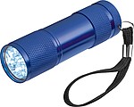Hliníková svítilna s 9 LED, s poutkem, modrá