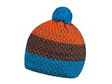 HORTON Barevná zimní čepice s bambulí, tyrkysová, šedá, oranžová