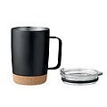 KADIR Termohrnek nerezový s víčkem a korkovým dnem, 300 ml, černá