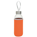 KASKADA Skleněná láhev na pití s neoprenovým obalem, 450ml, oranžová