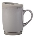 Keramický hrnek, 350ml, se silikonovým víčkem a podstavcem, šedý