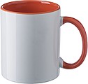 Keramický hrnek k sublimaci, 300ml, bílý s červeným vnitřkem a uchem