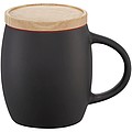 Keramický hrnek s dřevěným víčkem/táckem Hearth., černá/červená