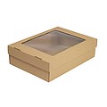 Kraftová krabička s průhledným okénkem ve víku, rozměr 330x230x90 mm, hnědá