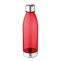 Láhev na pití z tritanu s nerezovým pítkem a spodní částí, objem 600 ml, transparentní červená