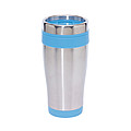 LUNGON Plastový termohrnek 400ml s nerezovým pláštěm, modrý