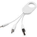 Nabíjecí kabel 3v1 s klipem a karabinou, bílá