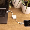 Nabíjecí kabel 6 v 1 z RCS recyklovaného plastu a TPE, bílý