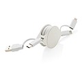 Nabíjecí kabel 6 v 1 z RCS recyklovaného plastu a TPE, bílý