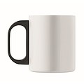 Nerezový hrnek, 300ml, s černým plastovým uchem, bílý